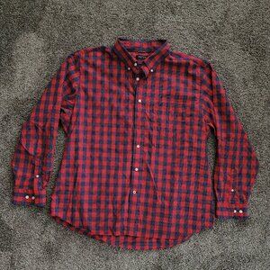 **Nautica Shirt Adult XXL Red Plaid Long Sleeve Casual Button Up Pocket Mens 2XL